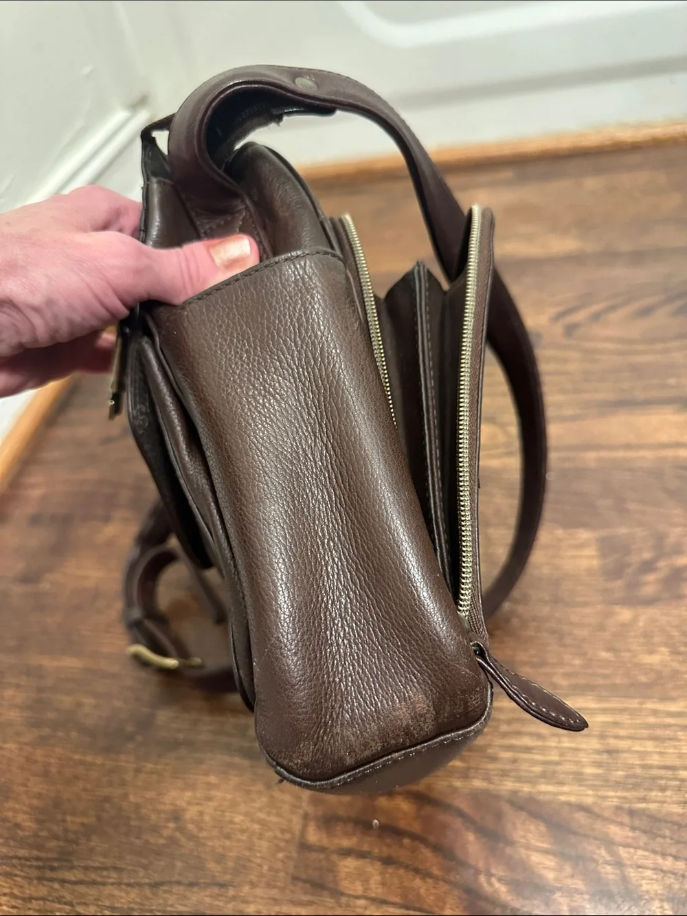 Fossil VTG Brown Leather Messenger Crossbody Bag Unique